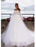 Beaded Lace Tulle Wedding Dress With Detachable Sleeves